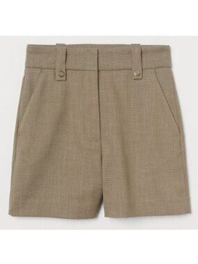 H&M Tailored Shorts High Waisted Wide Leg Size 6 Excellent Condition Tan